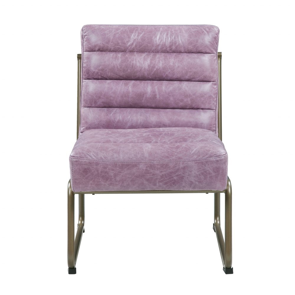 22" Wisteria and Steel Blue Top Grain Leather Ikat Side Chair HomeRoots