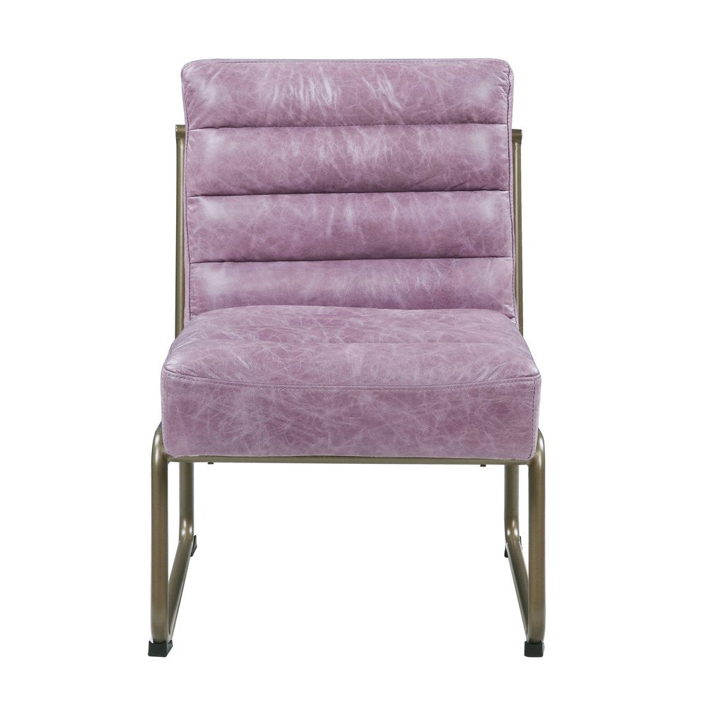 22" Wisteria and Steel Blue Top Grain Leather Ikat Side Chair HomeRoots