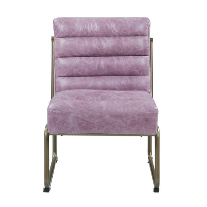 22" Wisteria and Steel Blue Top Grain Leather Ikat Side Chair HomeRoots