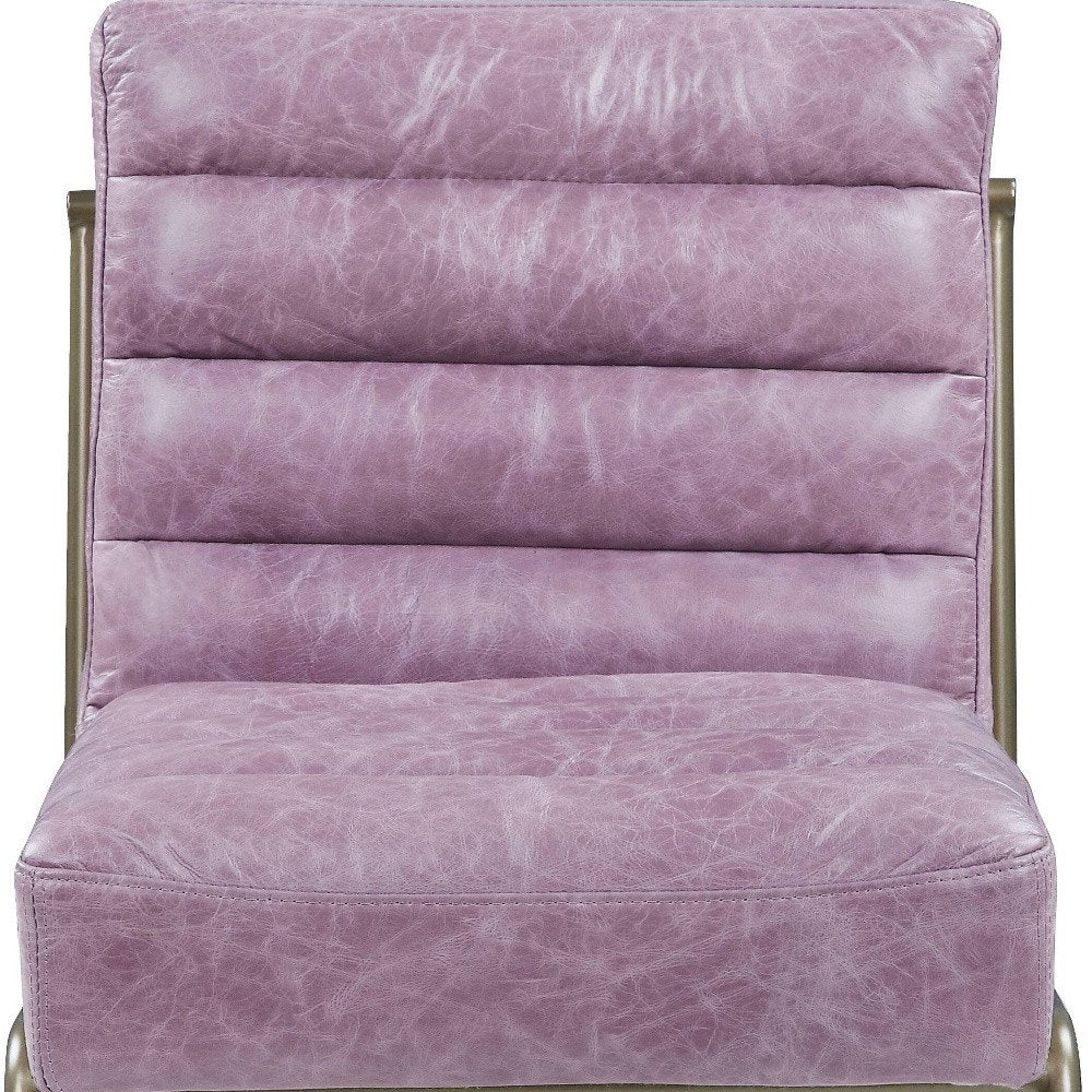22" Wisteria and Steel Blue Top Grain Leather Ikat Side Chair HomeRoots