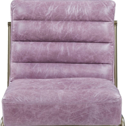 22" Wisteria and Steel Blue Top Grain Leather Ikat Side Chair HomeRoots