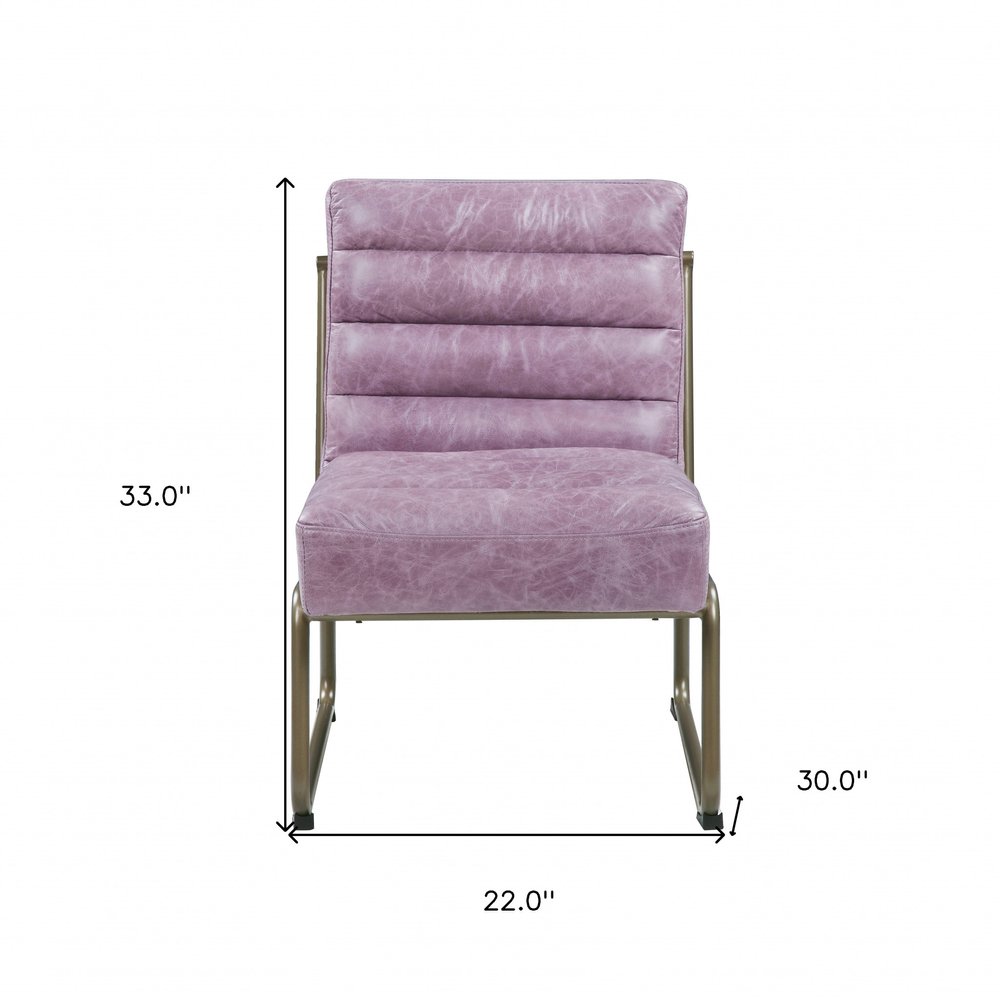 22" Wisteria and Steel Blue Top Grain Leather Ikat Side Chair HomeRoots