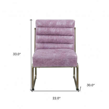 22" Wisteria and Steel Blue Top Grain Leather Ikat Side Chair HomeRoots