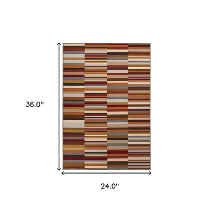 2' X 3' Gray Beige And Red Indoor Outdoor Area Rug HomeRoots