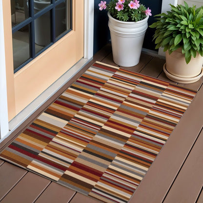 2' X 3' Gray Beige And Red Indoor Outdoor Area Rug HomeRoots