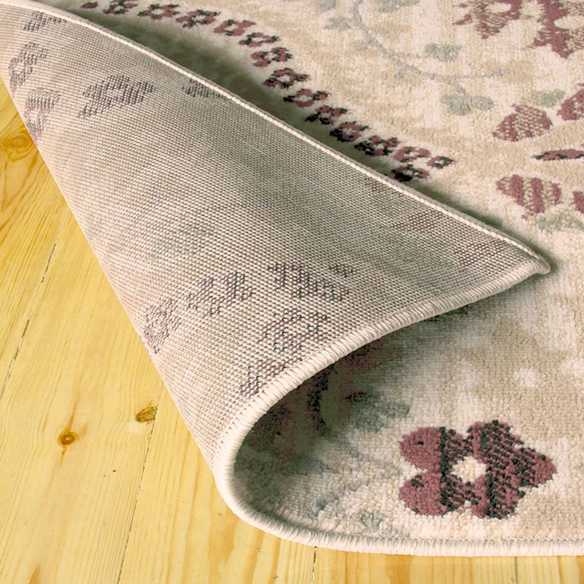 12' Ivory Gray And Olive Floral Stain Resistant Runner Rug - 24.0" (L) x 72.0" (W) x 0.28" (H)