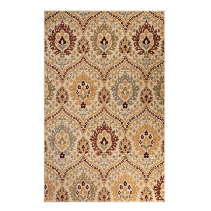 2' X 3' Camel Gray And Rust Floral Stain Resistant Area Rug - 5.0" (L) x 5.0" (W) x 0.3" (H)