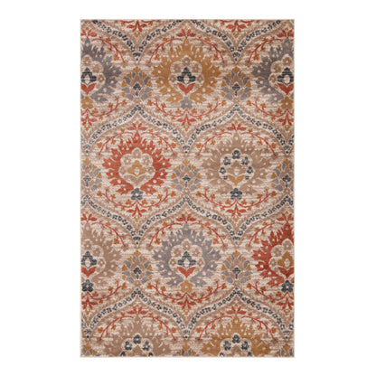 4' X 6' Ivory Orange And Gray Floral Stain Resistant Area Rug - 48.0" (H) x 72.0" (W) x 0.31" (D)