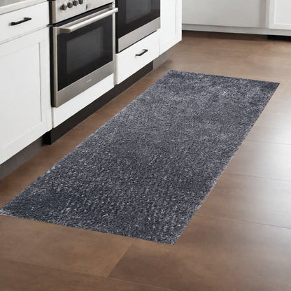 8' Gray Distressed Shag Runner Area Rug - 32.4" (H) x 96.0" (W) x 1.69" (D)