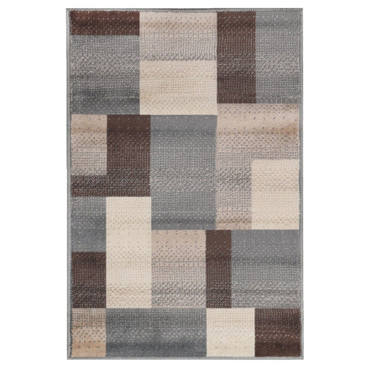 9' X 12' Grey Patchwork Power Loom Stain Resistant Area Rug - 108.0" (H) x 144.0" (W) x 0.31" (D)