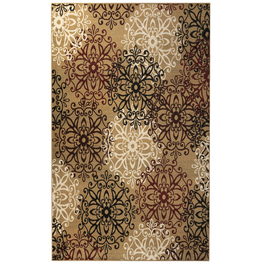 4' X 6' Gold And Gray Medallion Power Loom Stain Resistant Area Rug - 48.0" (H) x 72.0" (W) x 0.31" (D)