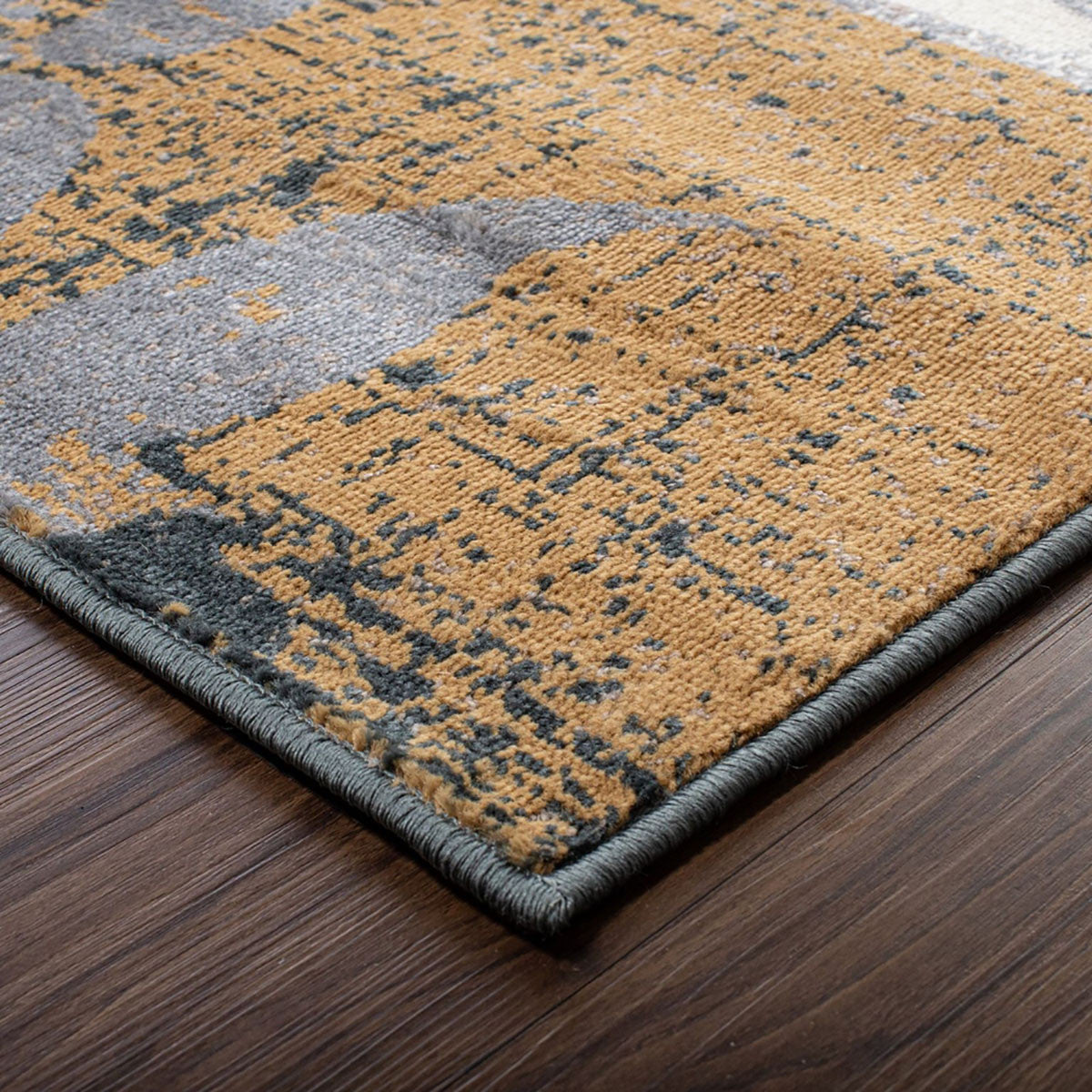 10' Beige And Gray Floral Power Loom Distressed Stain Resistant Runner Rug - 120.0" (L) x 120.0" (W) x 0.43" (H)