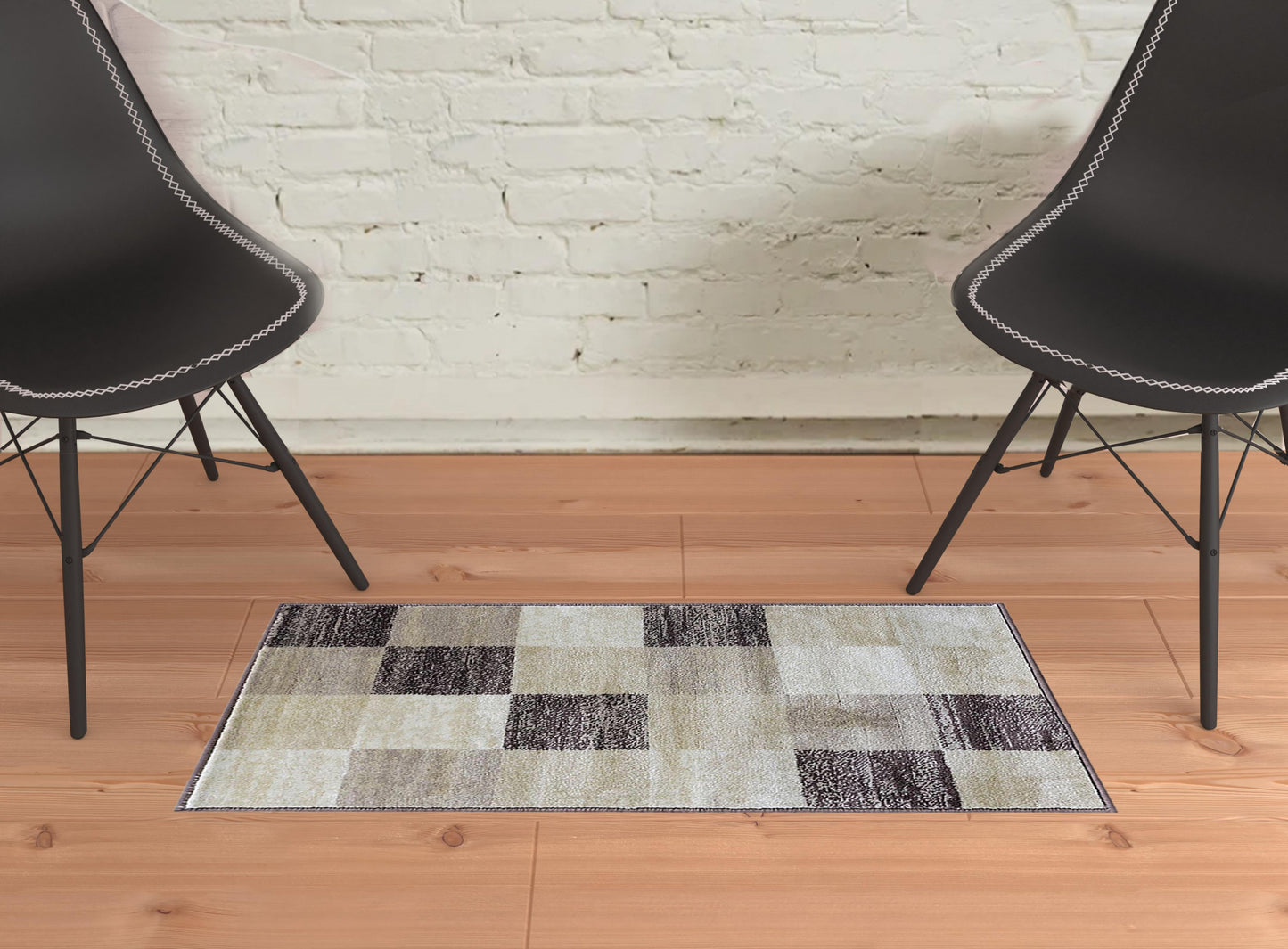 2' X 3' Beige Geometric Power Loom Stain Resistant Area Rug - 48.0" (L) x 48.0" (W) x 0.43" (H)