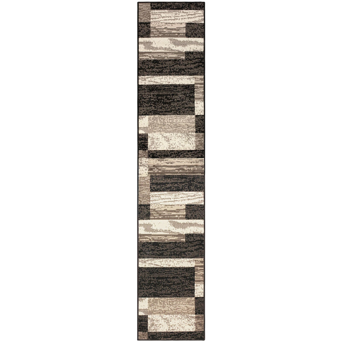 11' Chocolate Patchwork Power Loom Runner Rug - 25.0" (L) x 39.0" (W) x 0.39" (H)