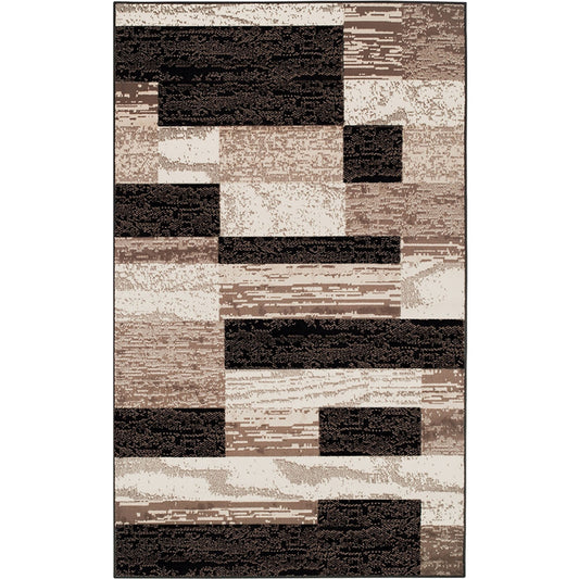 2' X 3' Chocolate Patchwork Power Loom Stain Resistant Area Rug - 47.24" (L) x 47.24" (W) x 0.43" (H)