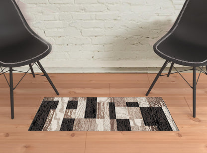 2' X 3' Chocolate Patchwork Power Loom Stain Resistant Area Rug - 47.24" (L) x 47.24" (W) x 0.43" (H)