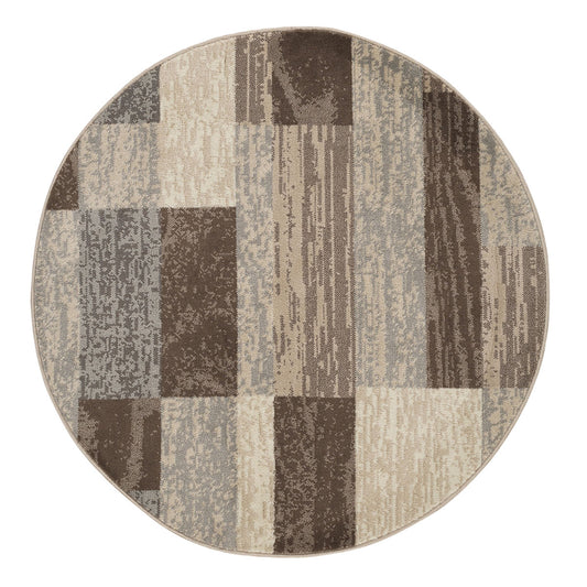 8' Round Slate Round Patchwork Power Loom Stain Resistant Area Rug - 96.0" (H) x 96.0" (W) x 0.31" (D)