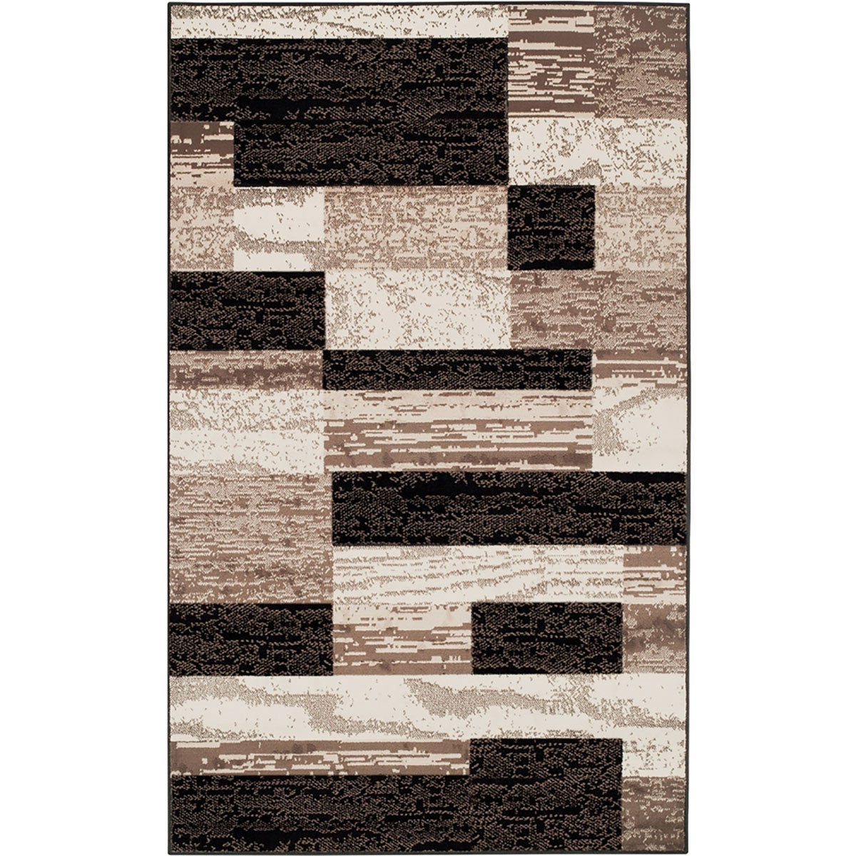 9' X 12' Chocolate Patchwork Power Loom Stain Resistant Area Rug - 108.0" (H) x 144.0" (W) x 0.31" (D)