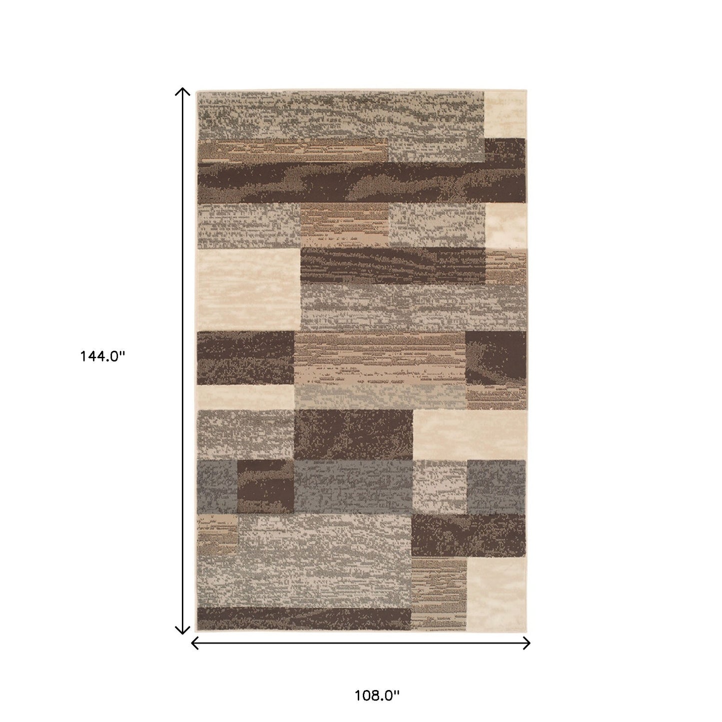 9' X 12' Slate Patchwork Power Loom Stain Resistant Area Rug - 108.0" (H) x 144.0" (W) x 0.31" (D)