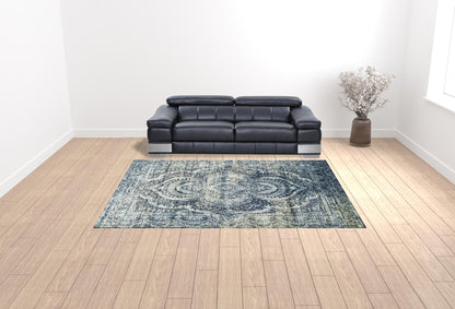 9' X 12' Taupe Abstract Power Loom Distressed Stain Resistant Area Rug - 108.0" (H) x 144.0" (W) x 0.39" (D)