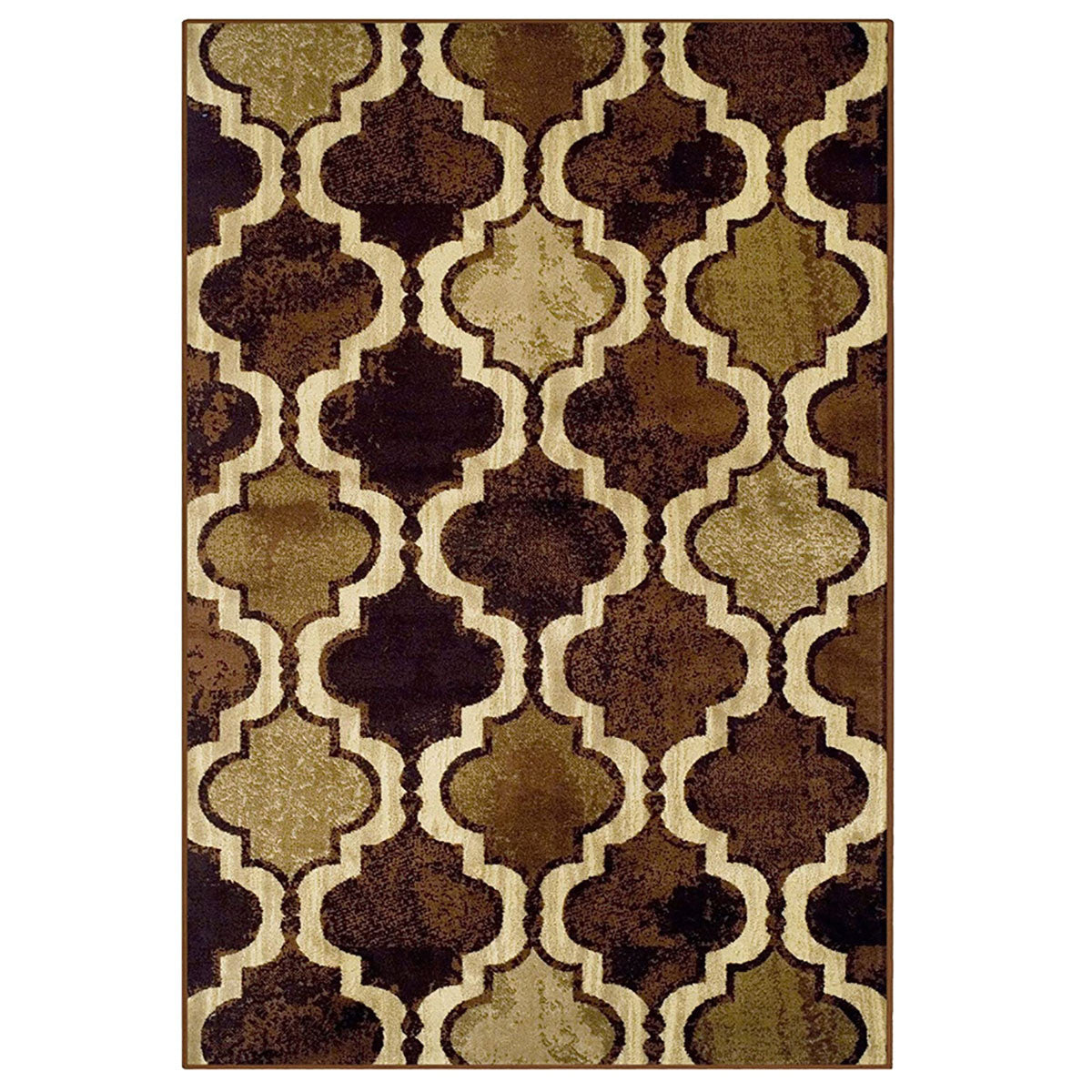 2' X 3' Coffee Quatrefoil Power Loom Distressed Stain Resistant Area Rug - 47.24" (L) x 47.24" (W) x 0.35" (H)