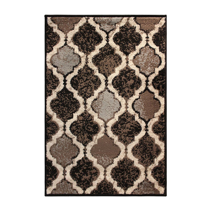 2' X 3' Chocolate Quatrefoil Power Loom Distressed Stain Resistant Area Rug - 45.0" (L) x 69.0" (W) x 0.8" (H)