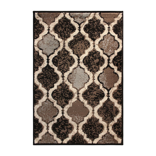 2' X 3' Chocolate Quatrefoil Power Loom Distressed Stain Resistant Area Rug - 45.0" (L) x 69.0" (W) x 0.8" (H)