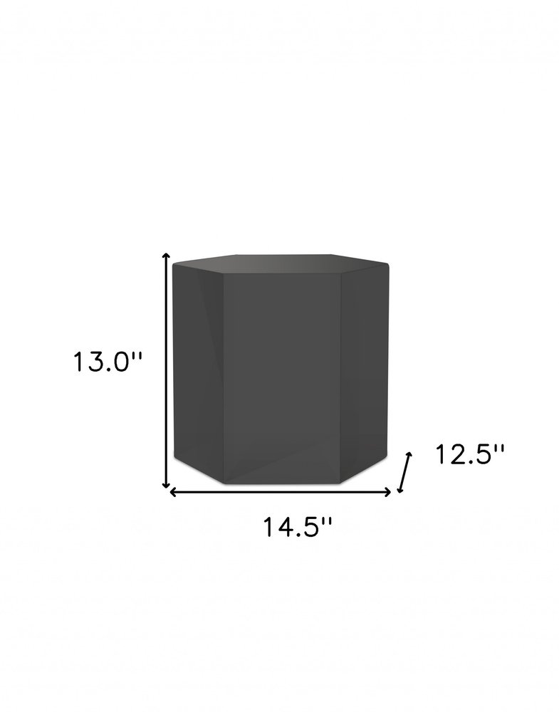 13" Gray Wood Hexagonal Block End Table — view 4