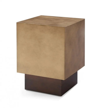 24" Antiqued Copper And Light Brown Metal Square End Table HomeRoots
