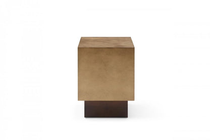 24" Antiqued Copper And Light Brown Metal Square End Table HomeRoots