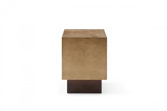 24" Antiqued Copper And Light Brown Metal Square End Table HomeRoots