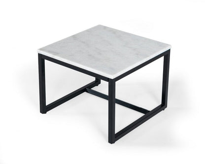 15" Black And White Stone And Metal Square End Table HomeRoots