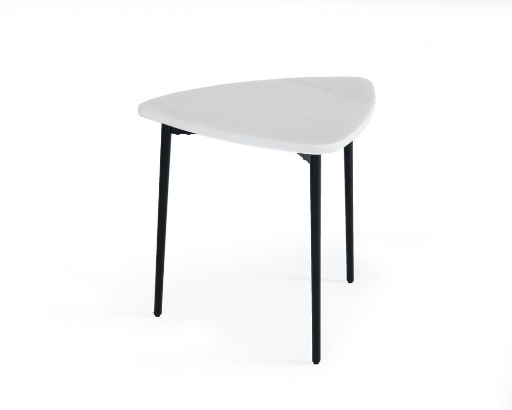 22" Black And White Marble Triangle End Table HomeRoots