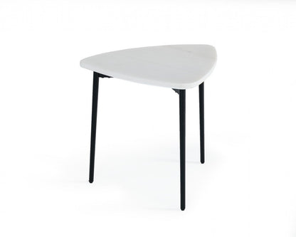 22" Black And White Marble Triangle End Table HomeRoots
