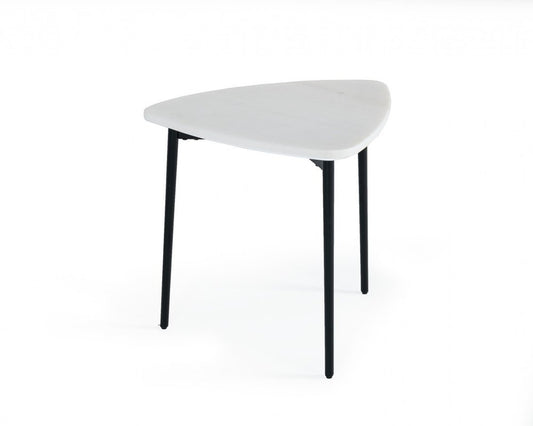 22" Black And White Marble Triangle End Table HomeRoots