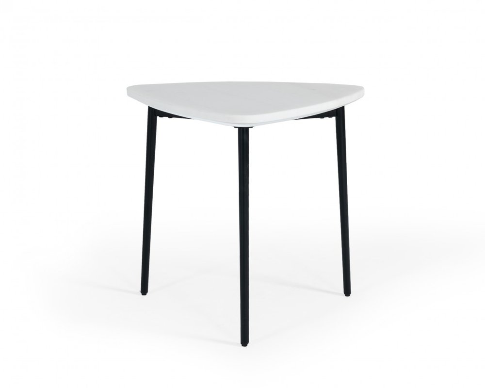 22" Black And White Marble Triangle End Table HomeRoots