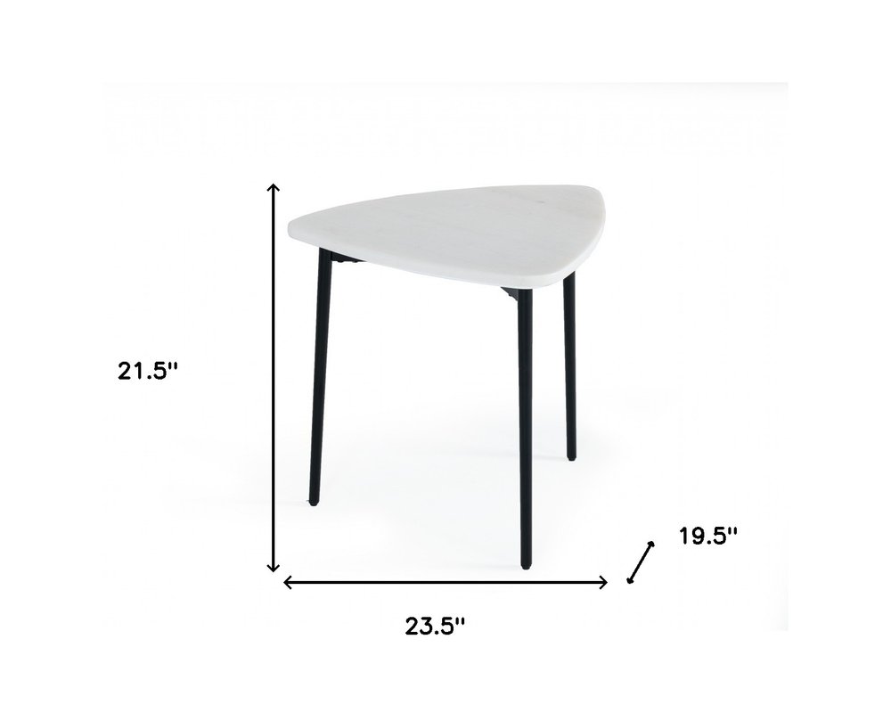 22" Black And White Marble Triangle End Table HomeRoots