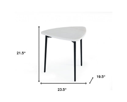 22" Black And White Marble Triangle End Table HomeRoots