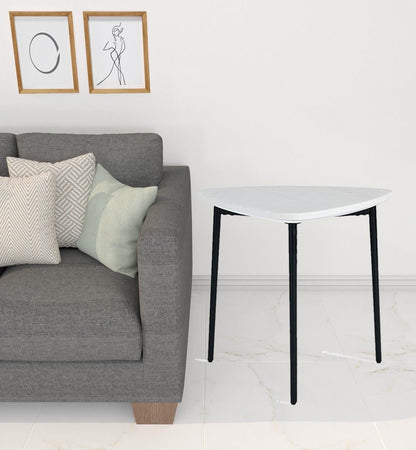 22" Black And White Marble Triangle End Table HomeRoots