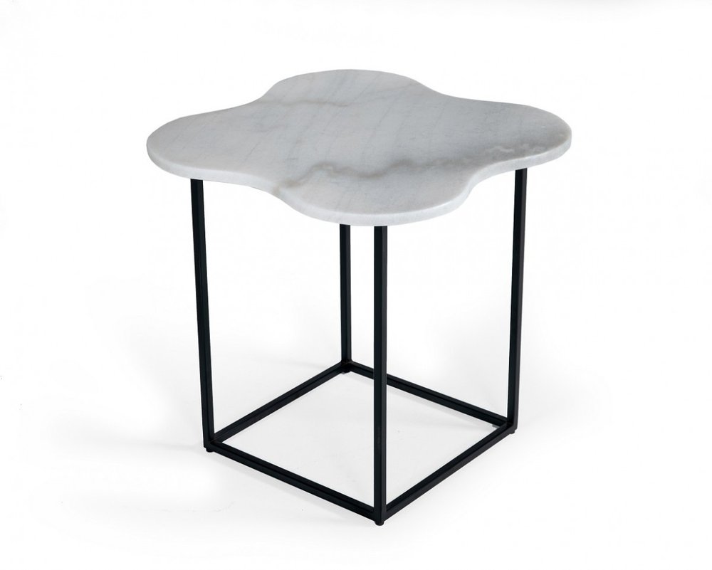 15" Black And White Marble Free Form End Table HomeRoots
