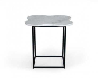 15" Black And White Marble Free Form End Table HomeRoots