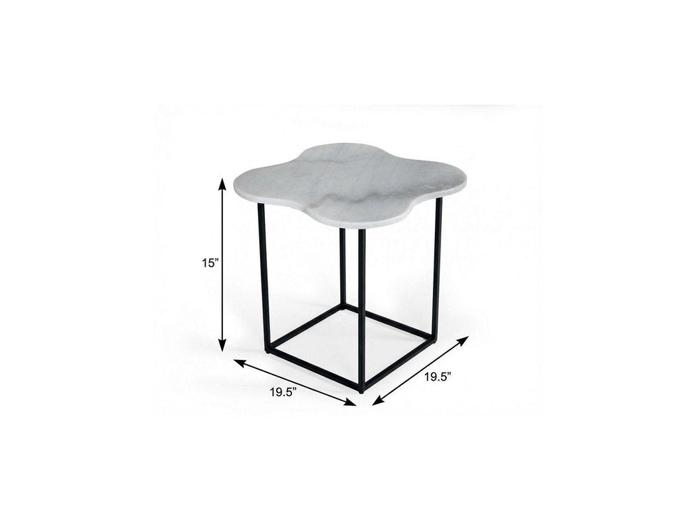15" Black And White Marble Free Form End Table HomeRoots