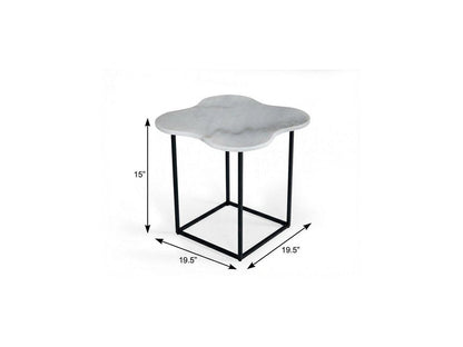 15" Black And White Marble Free Form End Table HomeRoots