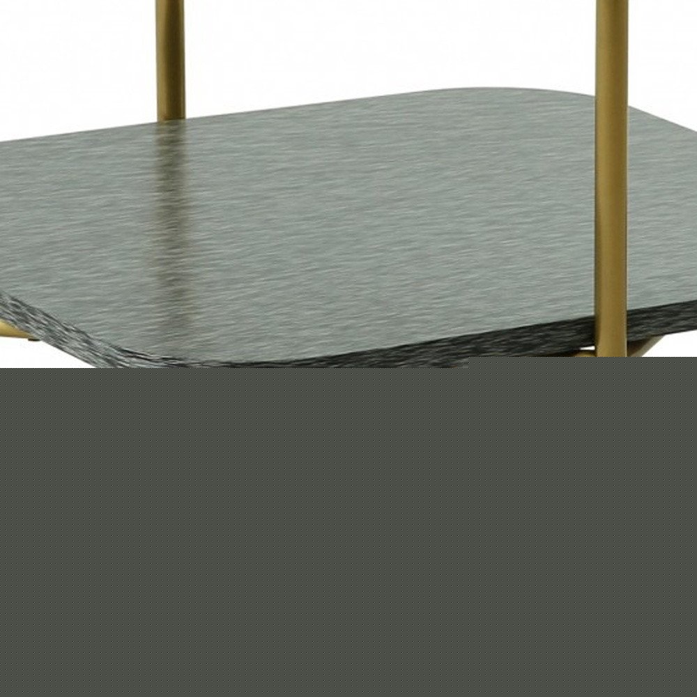 20" Gold And Clear Glass And Metal Square End Table With Shelf HomeRoots