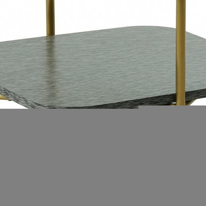 20" Gold And Clear Glass And Metal Square End Table With Shelf HomeRoots