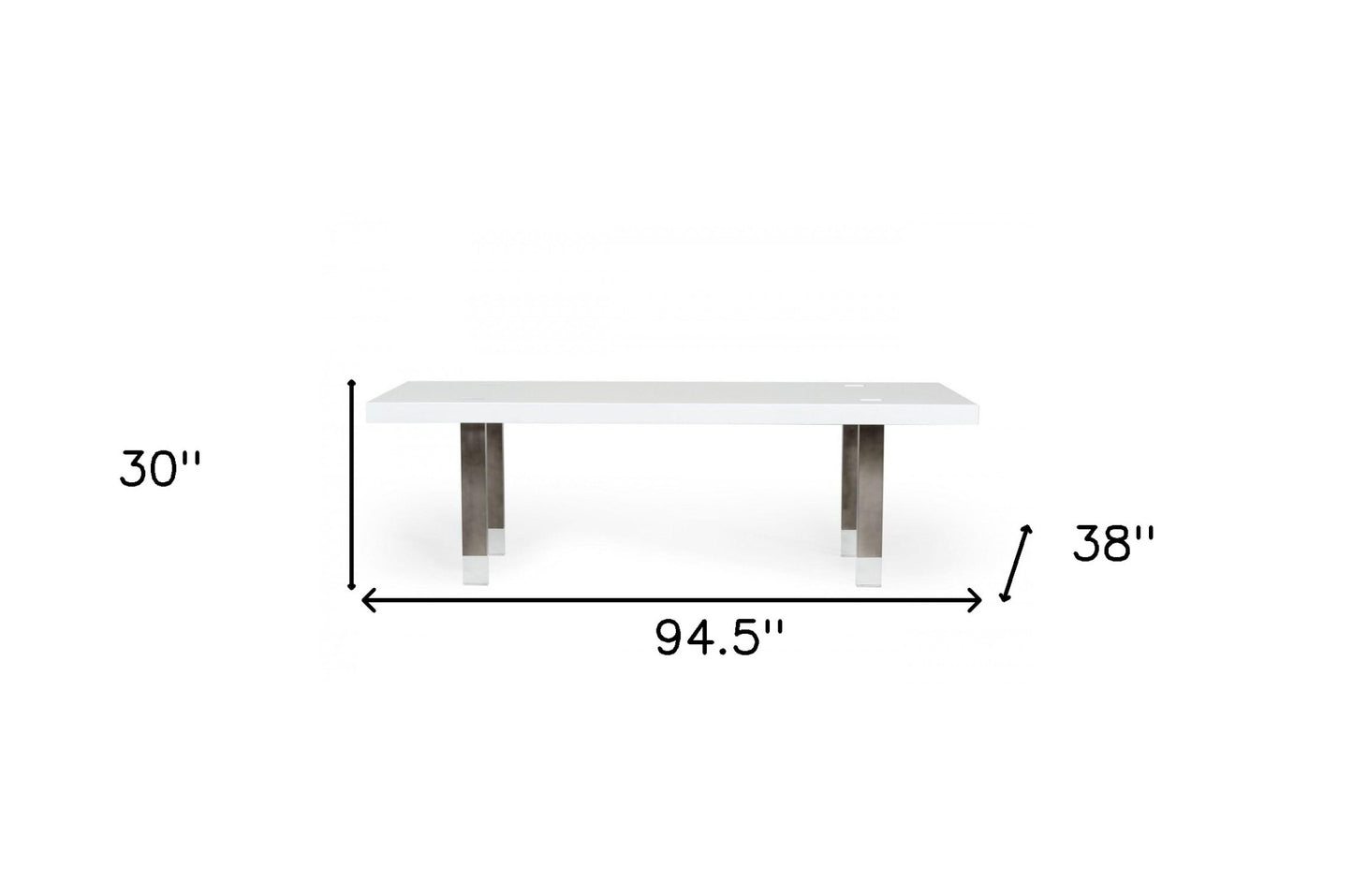 95" White And Gray Stainless Steel Dining Table