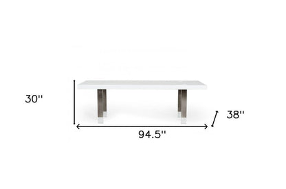 95" White And Gray Stainless Steel Dining Table HomeRoots