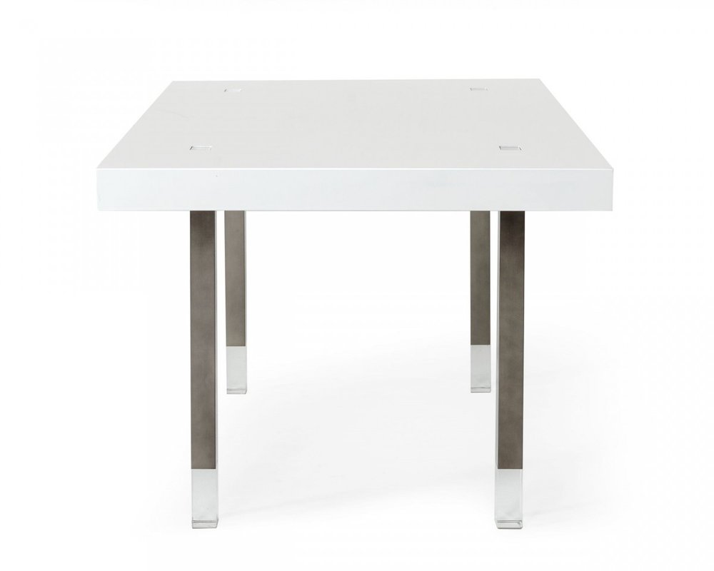 95" White And Gray Stainless Steel Dining Table HomeRoots