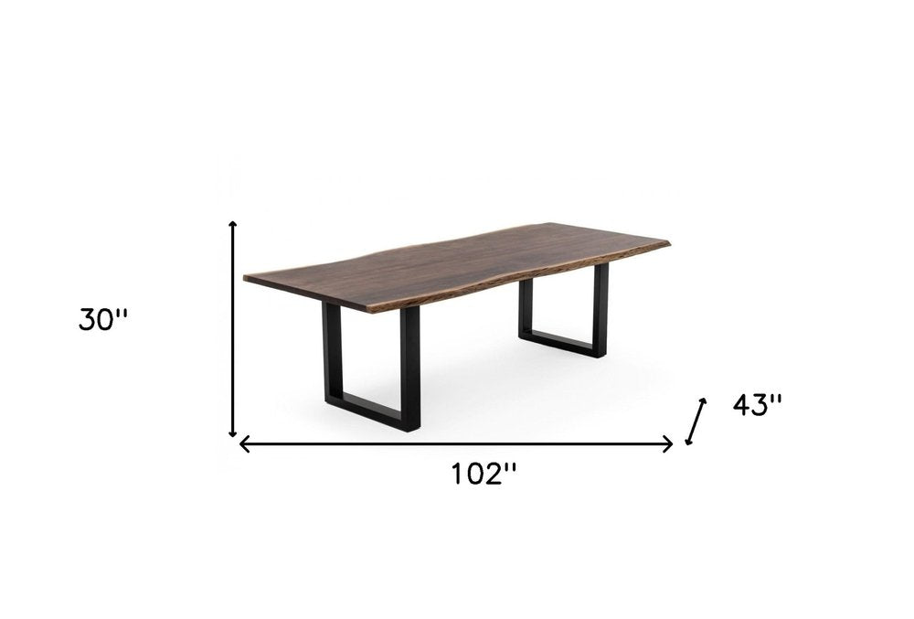 102" Brown And Black Solid Wood And Metal Sled Base Dining Table — view 6