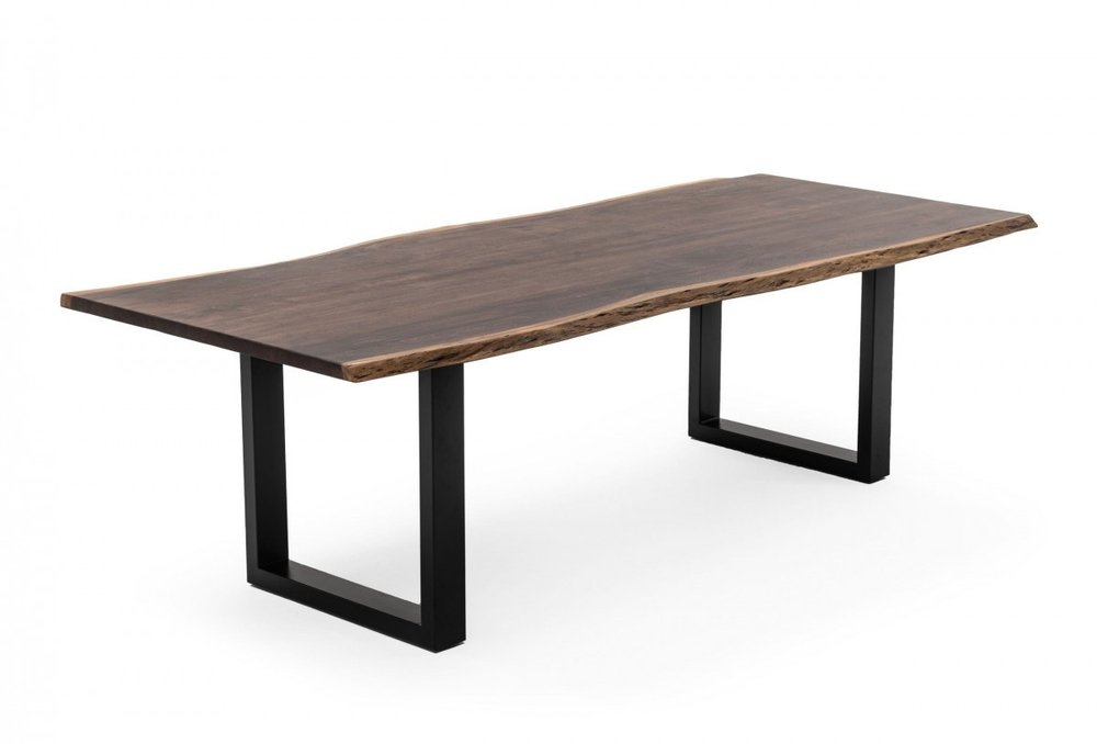 102" Brown And Black Solid Wood And Metal Sled Base Dining Table — view 1